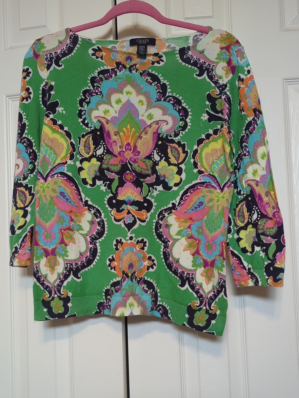 Chaps Bold Print Lightweight Sweater Medium